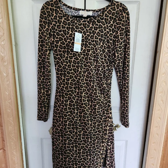 Michael Kors Leopard Print Long Sleeve Dress - Picture 4 of 10